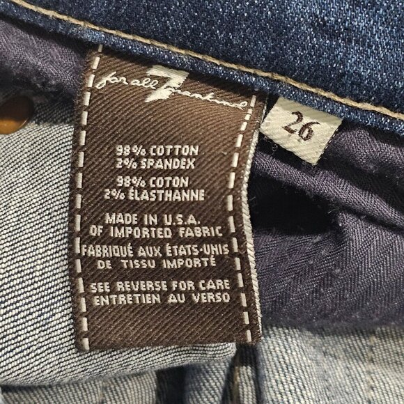 For All 7 Mankind Straight Leg Stretch Jeans Denim Distressed Mid-Washed Blue 26 - Picture 6 of 12